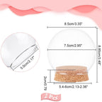 2 Pcs Eternal Flower Glass Dome Cloche, 3.4x3.5 Inch Glass Dome Cover with Cork Base Arch Bell Jar Cloche for Centerpieces Plants Rocks Specimens Decorations Crafts