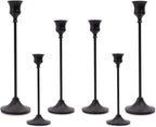 Matte Black Taper Candle Holder Set of 6, Tall Candlestick Holders, Metal Vintage Candle Stickers Long Holder Set, Pillar Decorative Candle Holder Fits 3/4 Inch Candle for Wedding, Dinner, Party…