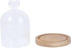 Glass Cover Flower Dome Dried Flower Container Terrarium Jar with Wooden Base