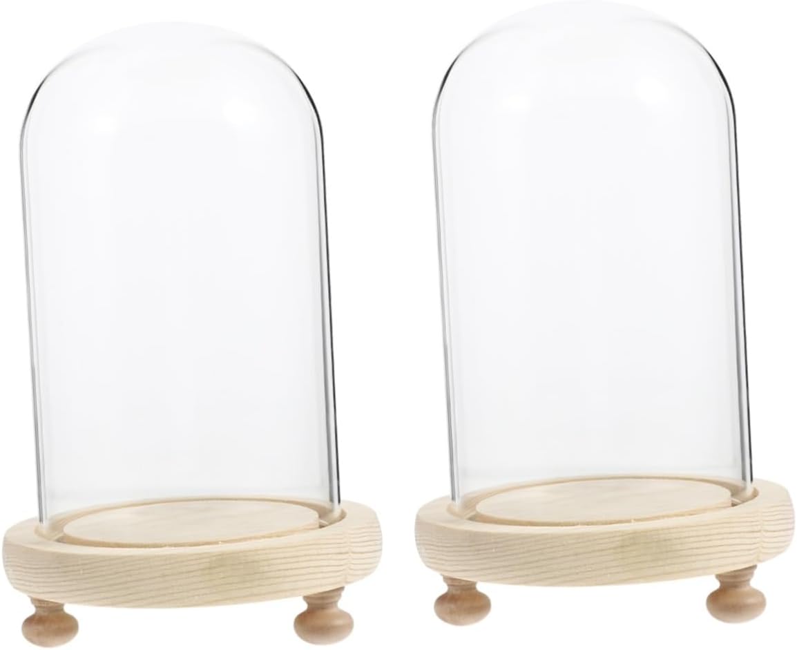 2 Sets Floral Decor Glass Flower Cover Preserved Flower Display Elegant Desktop Accessory