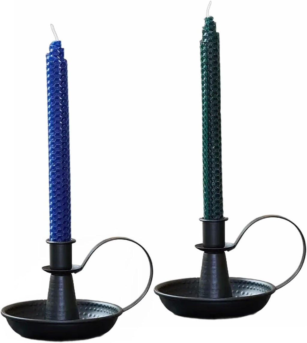 Retro Iron Taper Candle Holder，Black Candlestick Holders Candlelight Stand for Farmhouse Decor Home Wedding Party Table Decoration（2pcs）