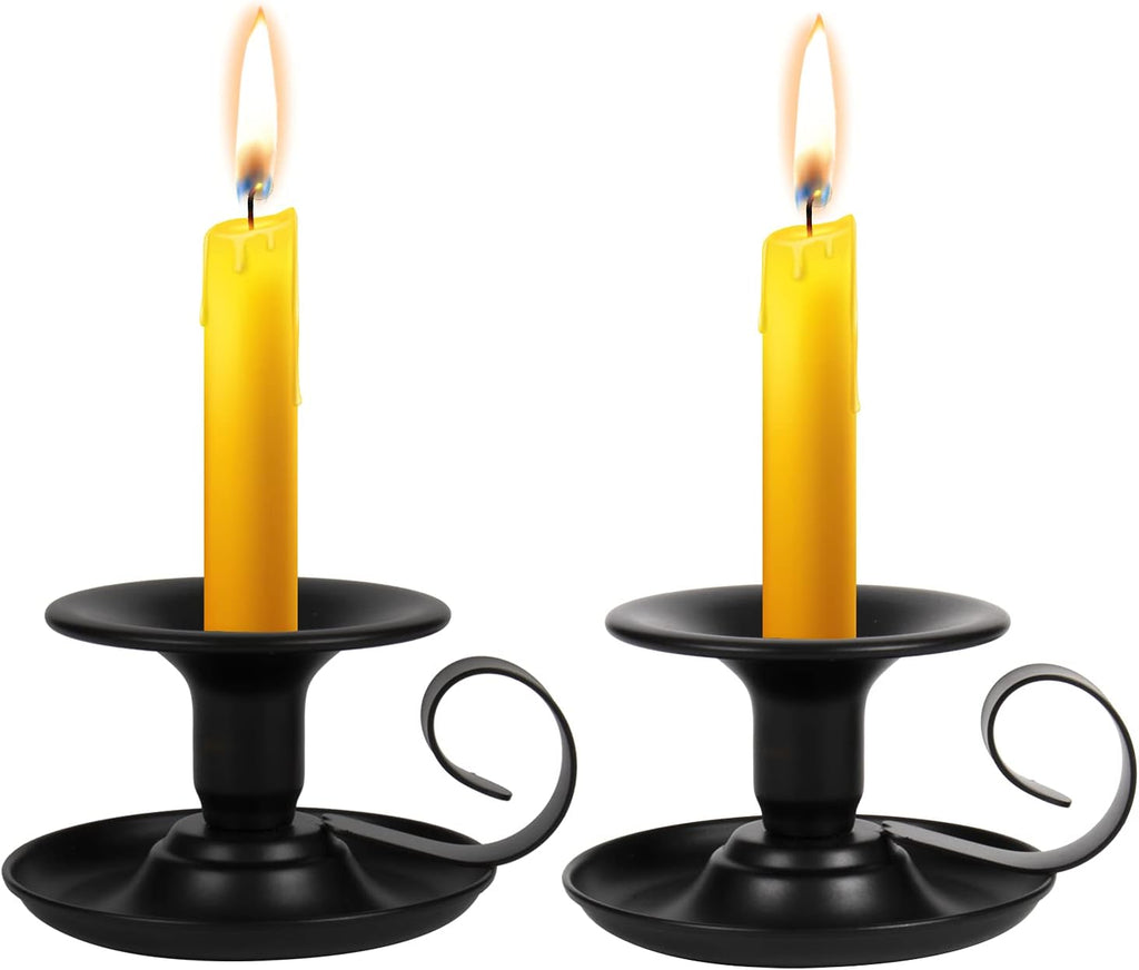 Candle Holders – 2pcs Retro Iron Taper Candlestick Holder Centerpieces for Wedding, Party, Xmas, Home Table Decor (Black,2pcs)