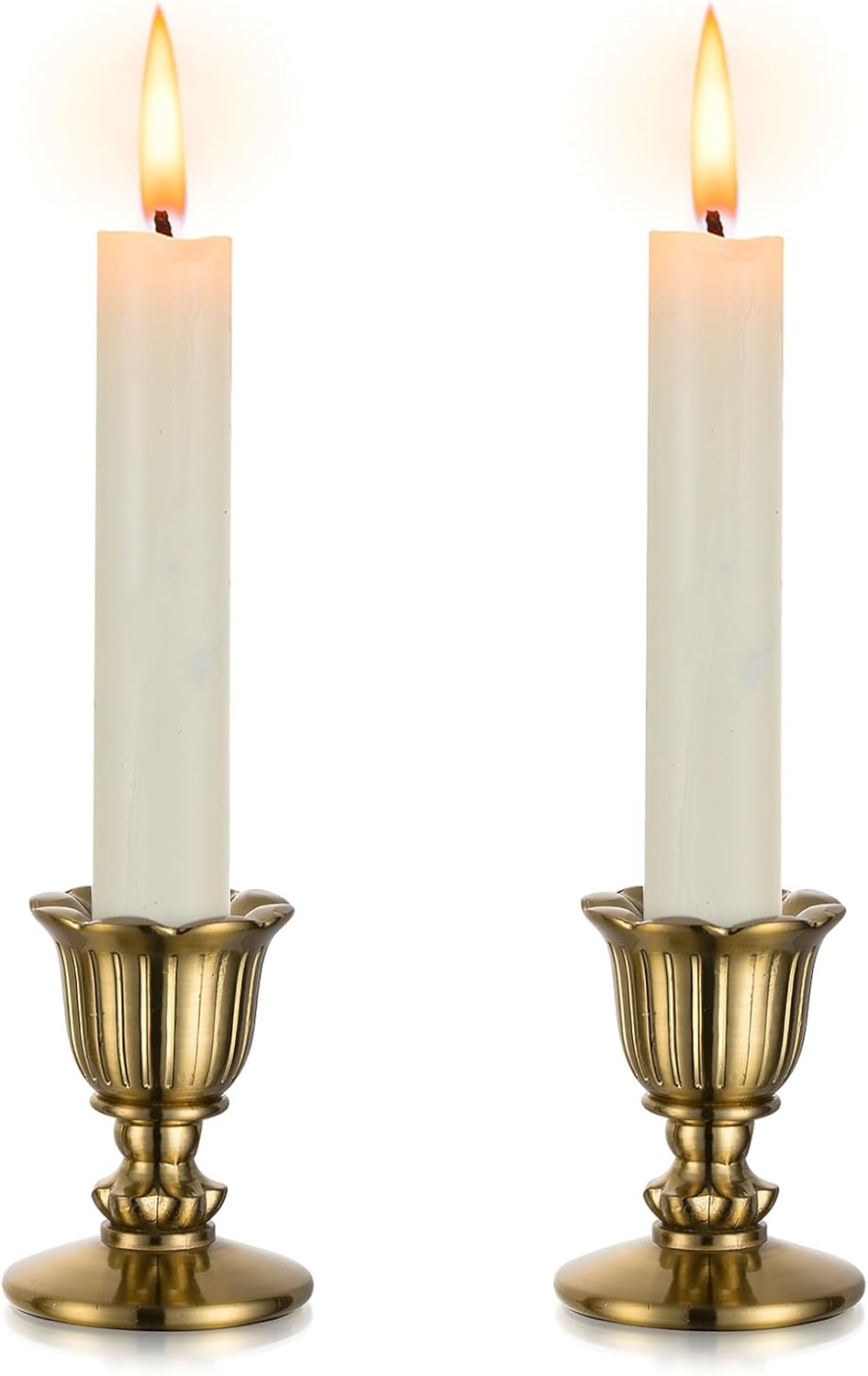 Vintage Candlestick Holder Decor: Gold Taper Candle Holders Set of 2 for Dining Room Table Antique Candle Stick Holder for Fireplace Mantle