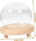 1set Eternal Flower Glass Dome Cover Spherical Display with Wooden Base for Landscape Ornaments Housewarming and Elegant Decorations