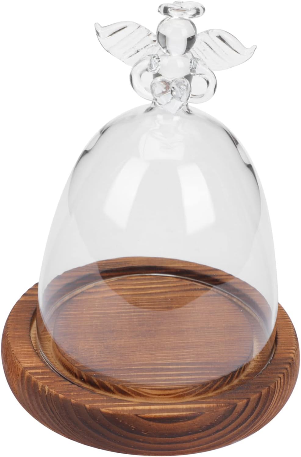 Angel Glass Cover Angel Preserved Flowers Eternal Angel Flowers Wedding Decoration Glass Dome with Base Tabletop Display Case Glass Cloche with Base Vase Wooden Dried Flowers Snack