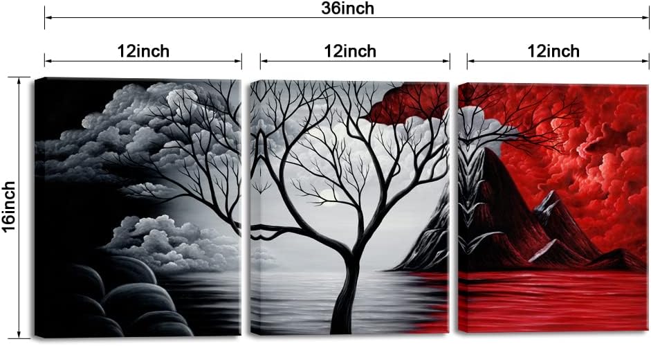The Cloud Tree 3 Panels Modern  Canvas Prints Artwork Abstract Seascape Paintings Reproduction Sea Beach Pictures Printed on Canvas Wall Art for Home Decorations Wall Decor