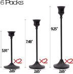 Matte Black Taper Candle Holder Set of 6, Tall Candlestick Holders, Metal Vintage Candle Stickers Long Holder Set, Pillar Decorative Candle Holder Fits 3/4 Inch Candle for Wedding, Dinner, Party…