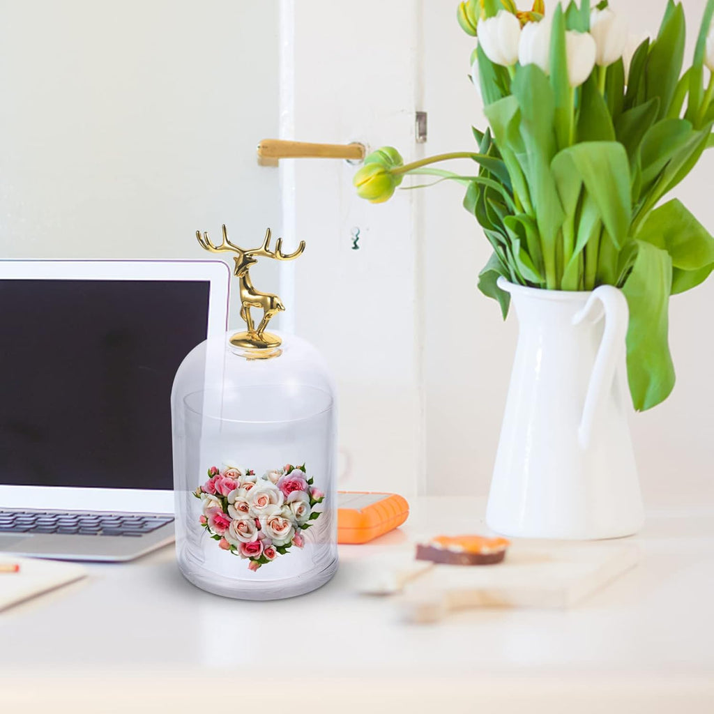 1set Preserved Flower Glass Dome for Scented Candles Elegant Decorative Cover for Home Decor Handmade Glass Adornment Fresh Flower Display for Indoor Desktop Decoration