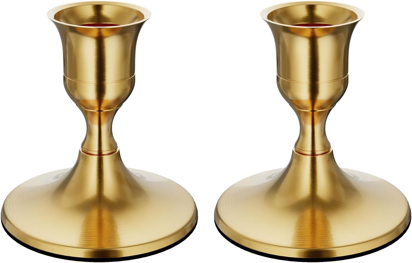 Brass Gold Taper Candle Holders Set of 2, Vintage Metal Candlestick Holders for Dinner Room Table Centerpiece or Mantel Wedding Party Decor