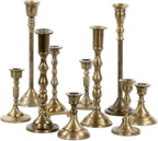 Wholesale Vintage Gold Mixed Taper Holders, Set of 10, Mismatched Candlesticks Set, Bohemian Decorative Candle Set