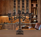 5-Candle Metal Candelabra 10.3 Inch Tall Candlestick Candle Holders for Home Decor Wedding Christmas Church Halloween Party, Red Bronze Tulip