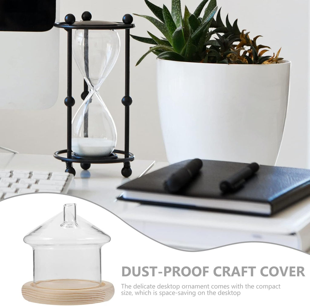 House Shape Preserved Flower Dome Display Base Creative Ornament for Decor Removable Cover for Artificial Plants and Flowers