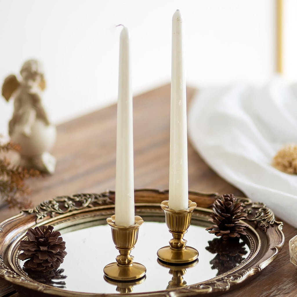 Vintage Candlestick Candle Holders Brass -  Taper Gold Candle Stick Victorian Style for Table Centerpiece Wedding Festive Christmas Mantel Decoration or Home Decor Set of 2