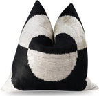 Luxury Black & White Abstract Velvet Throw Pillow - Handmade Decorative Cushion, 16x16 Inch, Down Feather Insert, Modern Minimalist Accent Pillow for Sofa, Couch & Bed