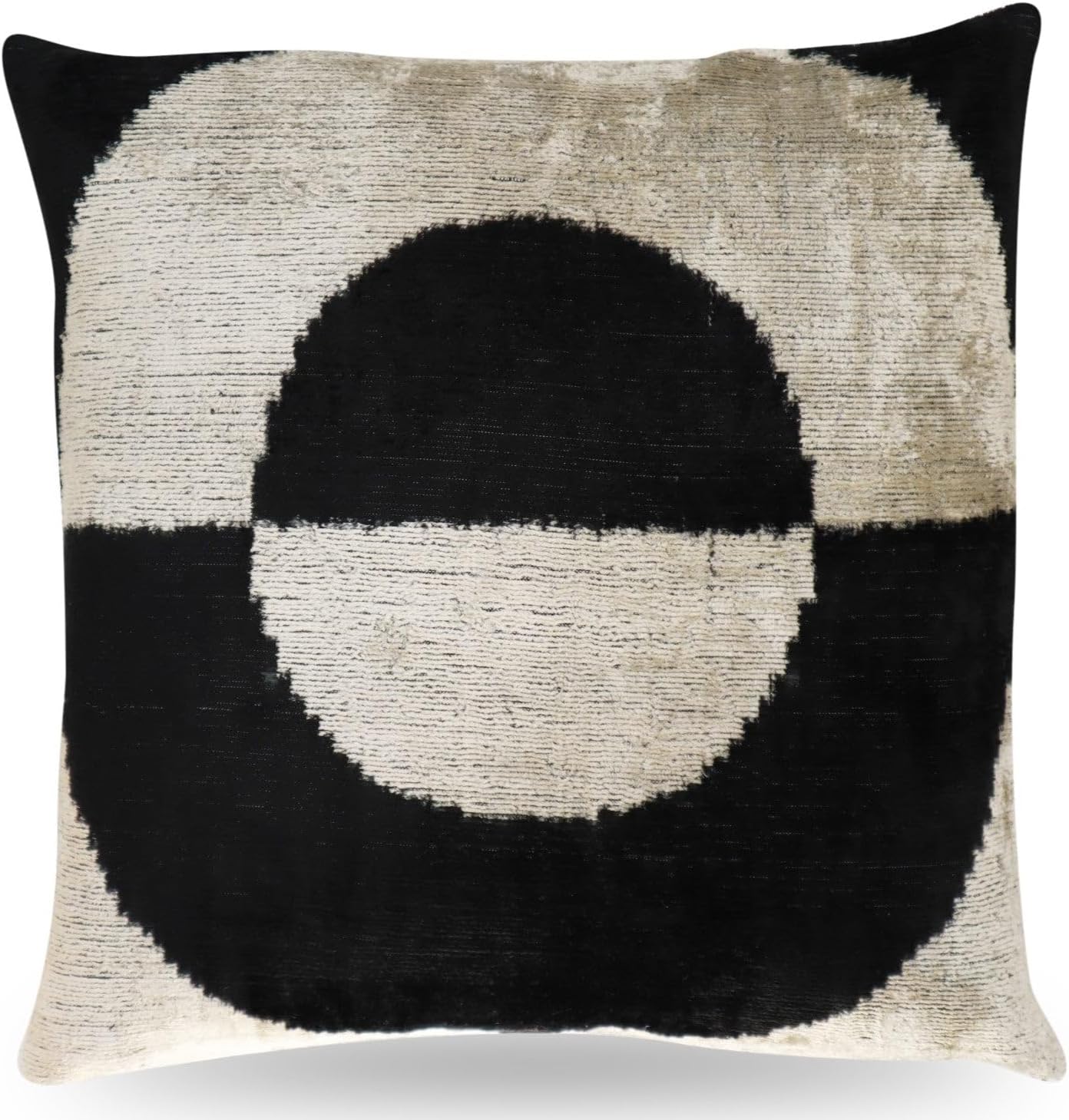 Luxury Black & White Abstract Velvet Throw Pillow - Handmade Decorative Cushion, 16x16 Inch, Down Feather Insert, Modern Minimalist Accent Pillow for Sofa, Couch & Bed