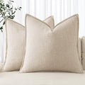 Decorative Linen Pillow Covers 20x20 Inch Natural Beige Boho Farmhouse Neutral Couch Throw Pillows for Bed Pack of 2 Accent Outdoor Pillowcase Modern Sofa Cushion Livingroom Home Decor