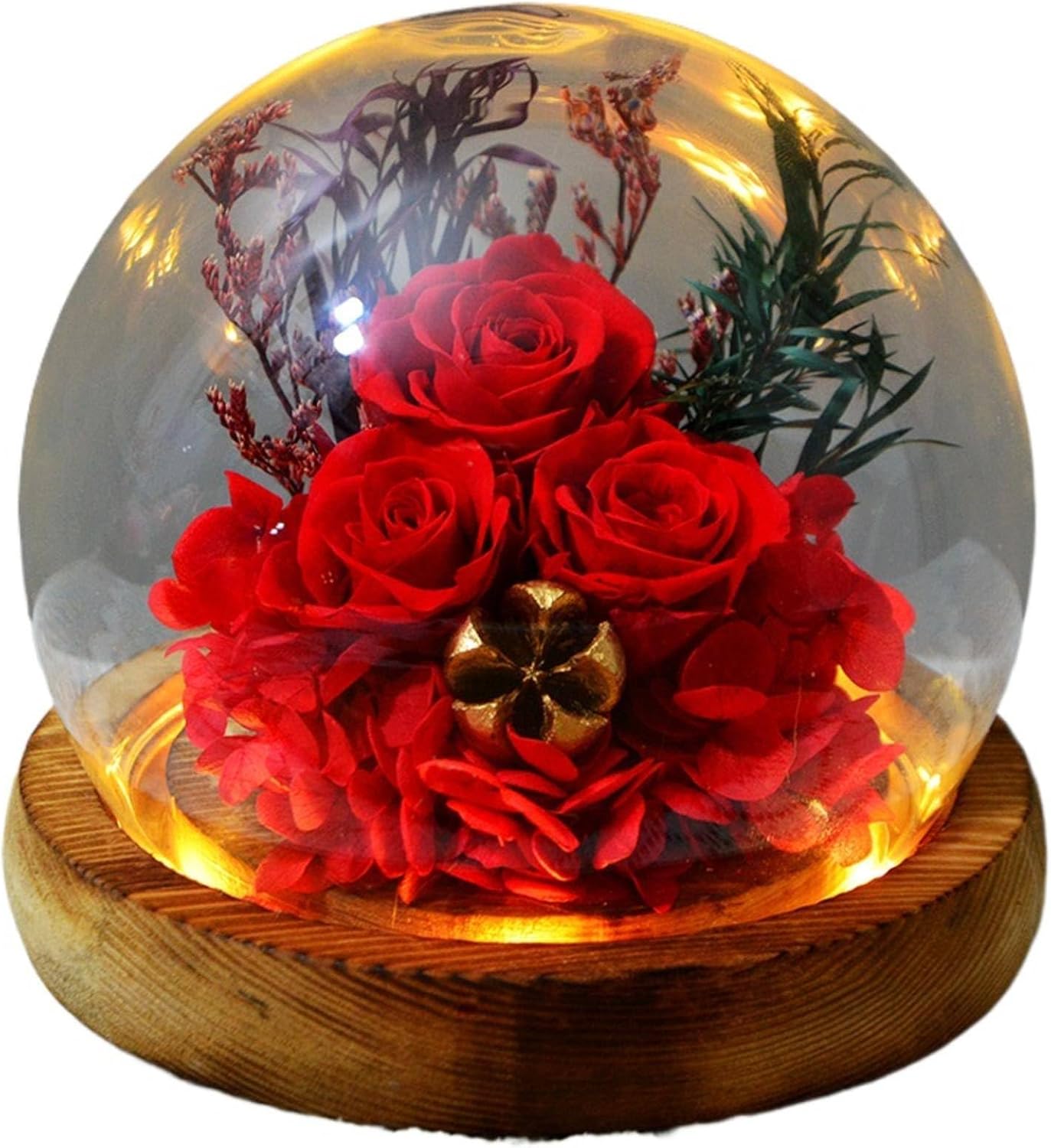 Preserved Fresh Flower Finished Product Glass Cover Ornaments DIY Rose Dried Flower Gift Box Valentine's Day Christmas Creative Gift for mom to Save Roses Gift