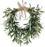 22" Heart Shaped Artificial Olive Leaf & Fruit Wreath - Realistic Green Olive Branches with Spring Floral Accents, Farmhouse Wall Door Wedding Arch Window Hanging for Indoor Outdoor Garden Decor (1)