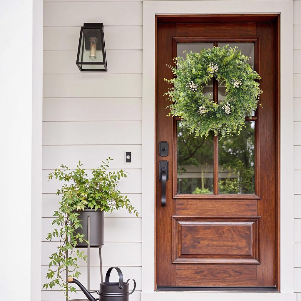 24 Inch Eucalyptus Wreaths for Front Door Decor– Artificial Greenery Front Door Wreath, Outdoor Wreaths for Front Door for Spring, Summer, Fall & All Seasons Home or Porch Decor