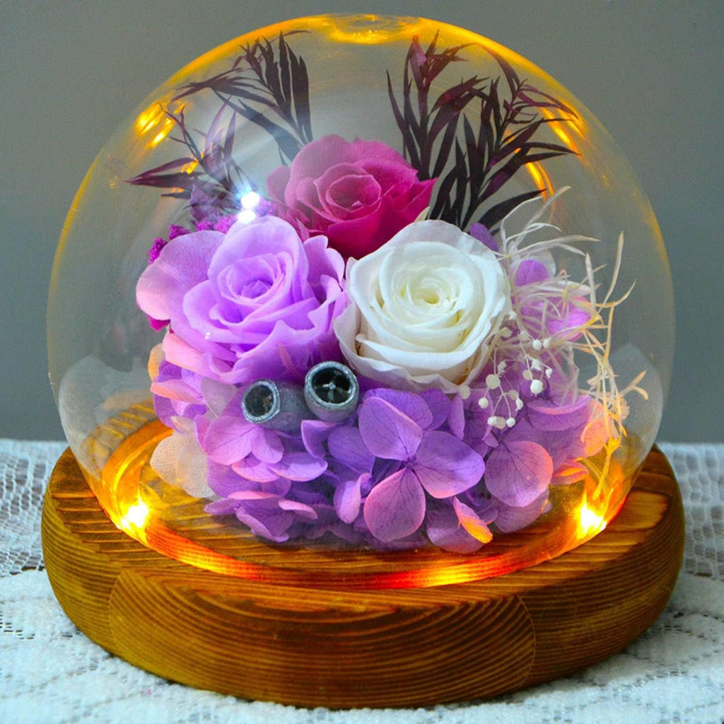 Preserved Fresh Flower Finished Product Glass Cover Ornaments DIY Rose Dried Flower Gift Box Valentine's Day Christmas Creative Gift for mom to Save Roses Gift
