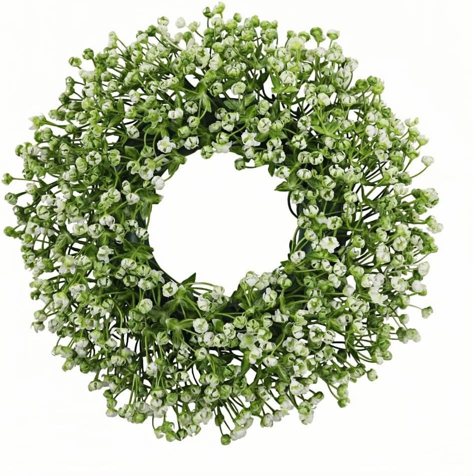 Artificial Flower Wreath,Simulated Plant Flower Garlands, 14 Inch Artificial Green Flower Wreath, Suitable for Home Decoration, Fireplace, Front Door, Garden, Porch, Wedding and Rural Gatherings
