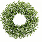 Artificial Flower Wreath,Simulated Plant Flower Garlands, 14 Inch Artificial Green Flower Wreath, Suitable for Home Decoration, Fireplace, Front Door, Garden, Porch, Wedding and Rural Gatherings
