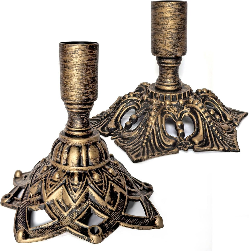 Candlestick Holders,Taper Candle Holder for Candlesticks Gold Brass Vintage Candle Metal Stick Candle Holders for Fireplace, Party, Dining, Home, Wedding Decor,Fits 3/4 inch Thick Candle&Led Candles