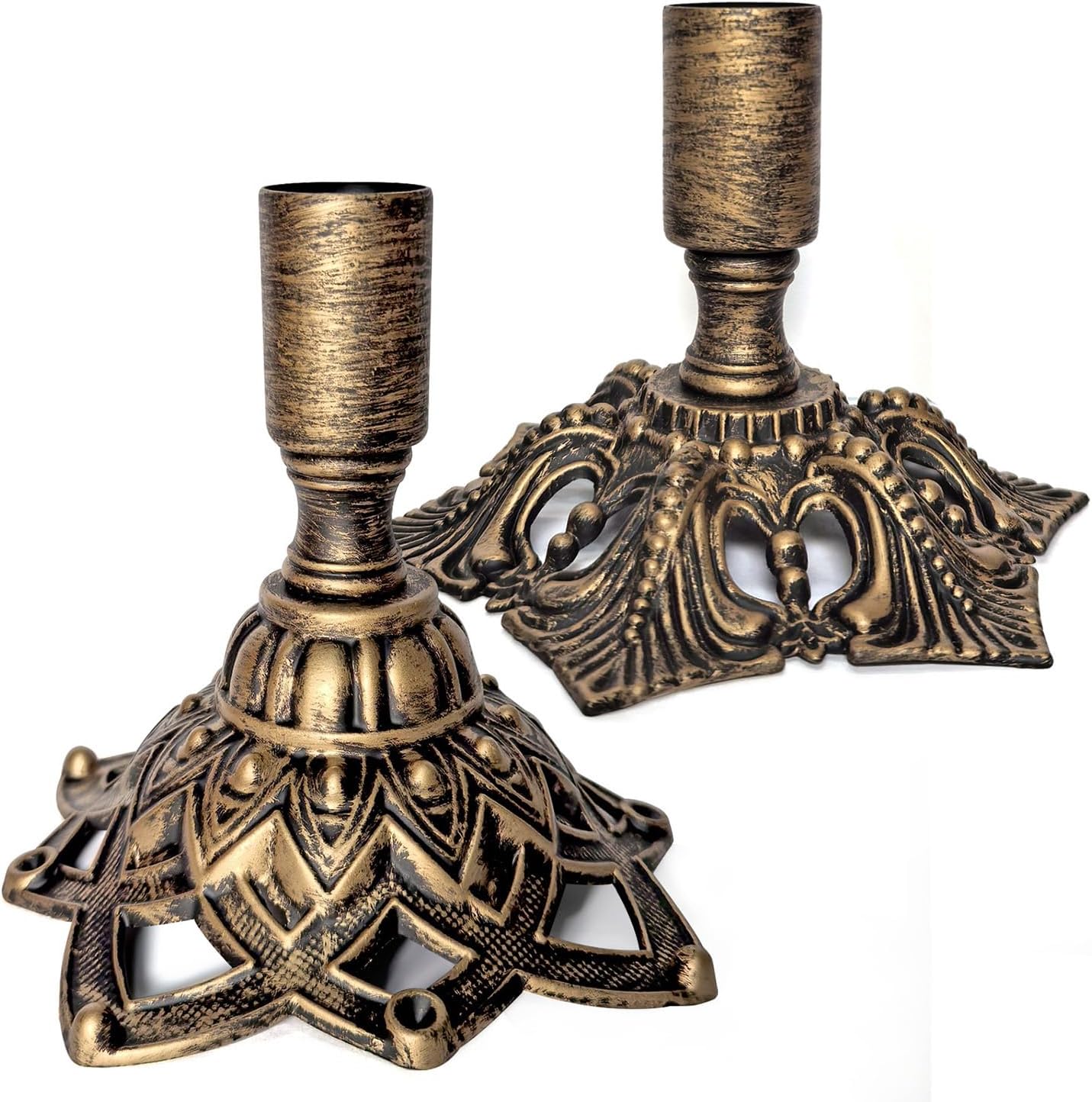 Candlestick Holders,Taper Candle Holder for Candlesticks Gold Brass Vintage Candle Metal Stick Candle Holders for Fireplace, Party, Dining, Home, Wedding Decor,Fits 3/4 inch Thick Candle&Led Candles