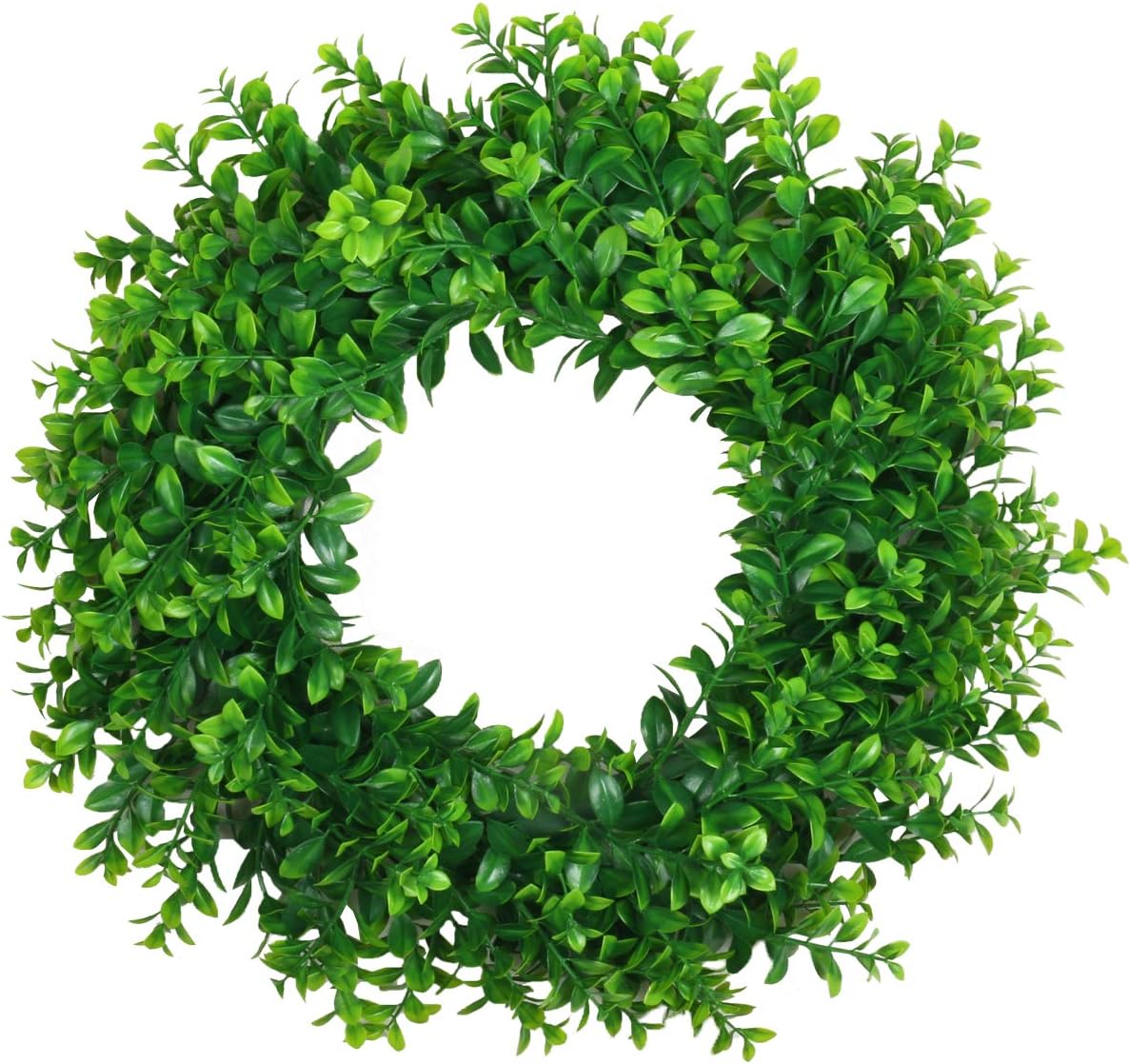 17inch Front Door Wreaths Artificial Spring Summer Greenery Hanging Garland for Home Wedding Wall Window Decoration (17'inch Boxwood,1)