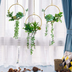 Artificial Succulents Wreath Set of 3 Hanging Gold Geometric Garland Greenery Wall Decor Backdrop