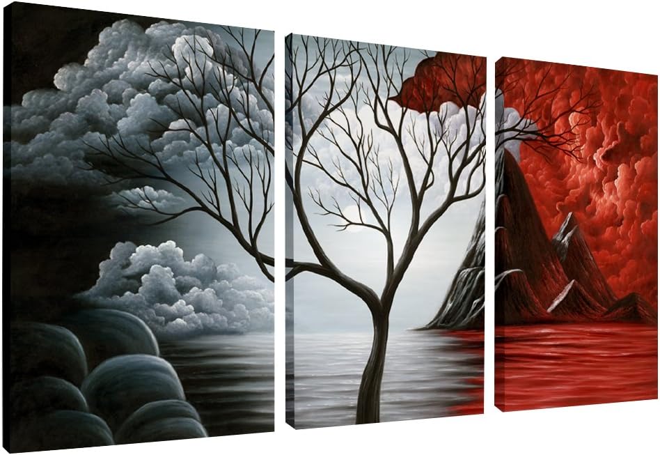 The Cloud Tree 3 Panels Modern  Canvas Prints Artwork Abstract Seascape Paintings Reproduction Sea Beach Pictures Printed on Canvas Wall Art for Home Decorations Wall Decor
