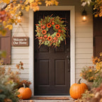 22in Fall Wreaths for Front Door, Autumn Pumpkin Wreath with Sunflower& Pumpkins, Fall Door Wreath for Thanksgiving Decorations, Farmhouse Decor Indoor and Outdoor