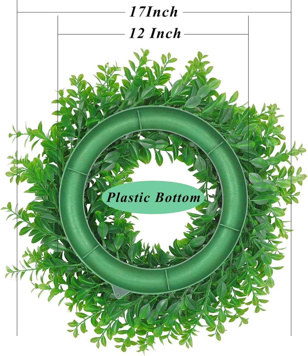 17inch Front Door Wreaths Artificial Spring Summer Greenery Hanging Garland for Home Wedding Wall Window Decoration (17'inch Boxwood,1)