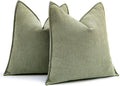 Pack of 2 Sage Green Decorative Pillow Covers 20x20 Inch Soft Chenille Luxurious Couch Throw Pillows Farmhouse Cushion Covers with Elegant Design for Sofa Bedroom Living Room Home Decor