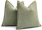 Pack of 2 Sage Green Decorative Pillow Covers 20x20 Inch Soft Chenille Luxurious Couch Throw Pillows Farmhouse Cushion Covers with Elegant Design for Sofa Bedroom Living Room Home Decor