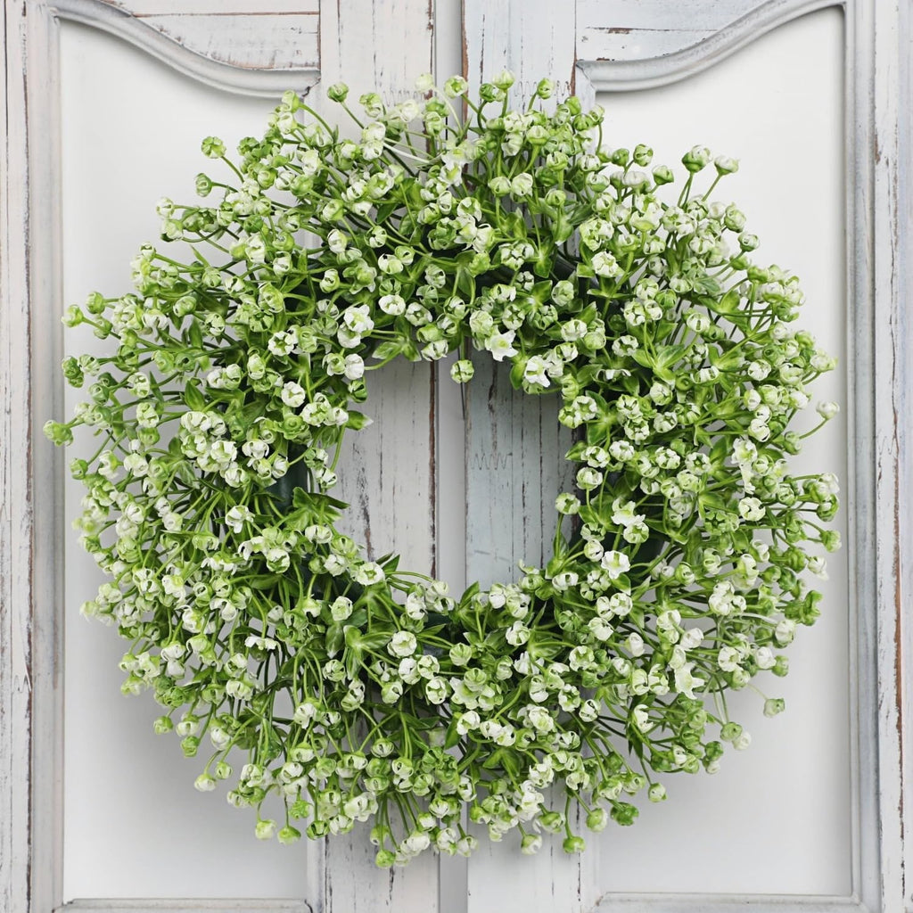 Artificial Flower Wreath,Simulated Plant Flower Garlands, 14 Inch Artificial Green Flower Wreath, Suitable for Home Decoration, Fireplace, Front Door, Garden, Porch, Wedding and Rural Gatherings