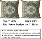 Boho Throw Pillow Covers 18x18 inch Set of 2 Boho Rug Carpet Double Sided Pattern Cotton Soft Pillow Case Cushion Cover Pillowcase for Couch Sofa Bed Decorative (Green)