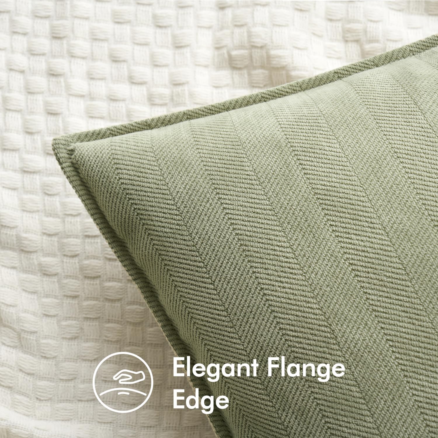 Pack of 2 Sage Green Decorative Pillow Covers 20x20 Inch Soft Chenille Luxurious Couch Throw Pillows Farmhouse Cushion Covers with Elegant Design for Sofa Bedroom Living Room Home Decor