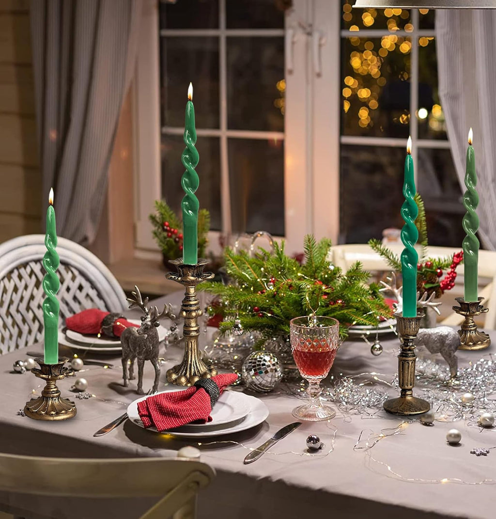 Vintage Candlestick Holder for Taper，Resin Candle Holder Antique Bronze，Decorative for Home Decor Centerpiece for Wedding Party, Wedding Anniversary Decoration，Set of 4(AABC)