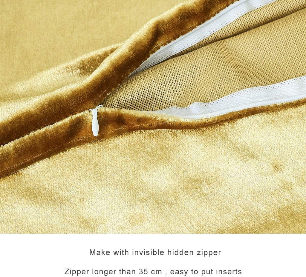 Gold Velvet Decorative 20x20 Throw Pillow Covers for Sofa Bed 2 Pack Soft Cushion Cover